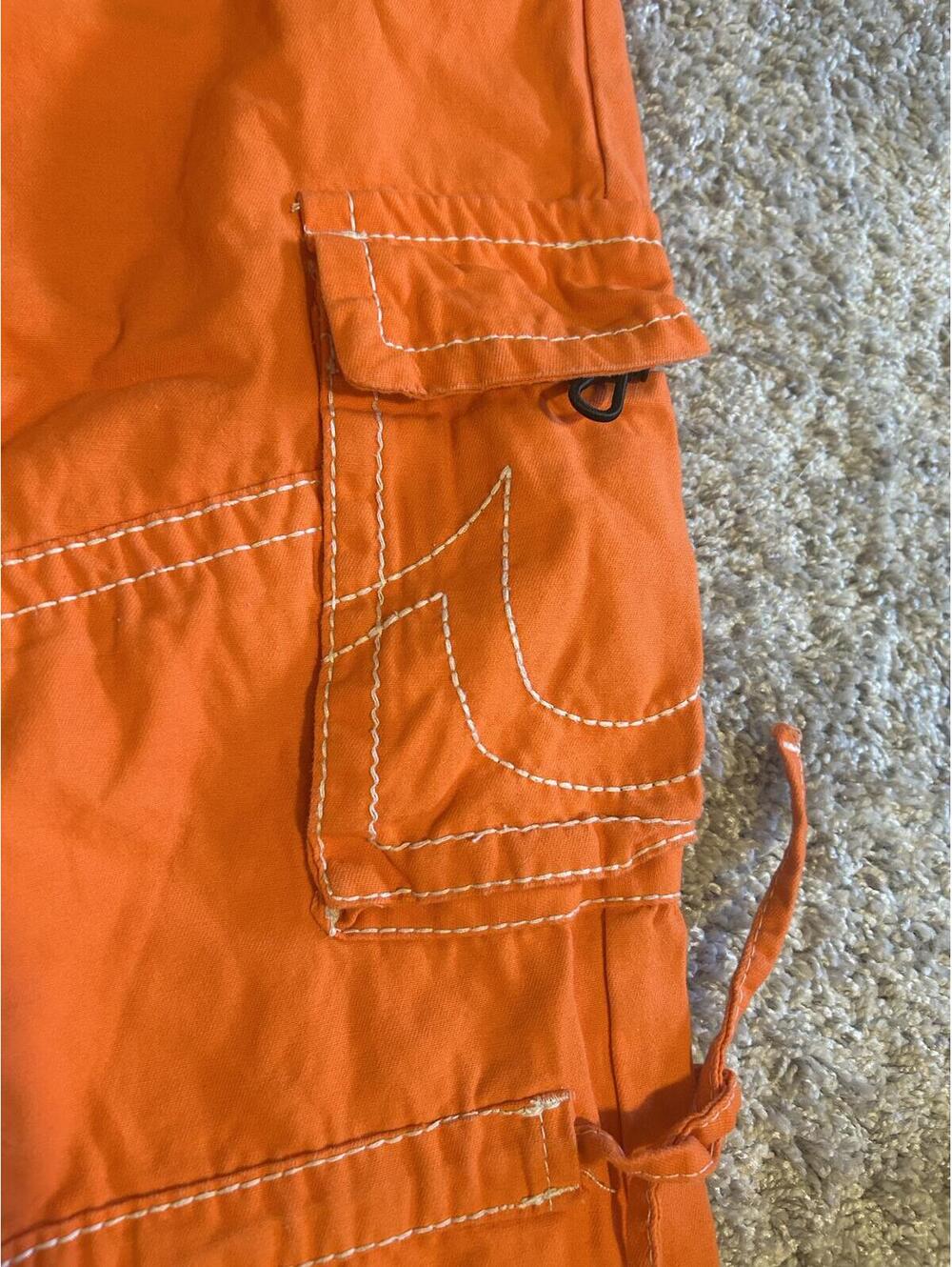True Religion Orange Cargo Pants Size 24 - Picture 4 of 7